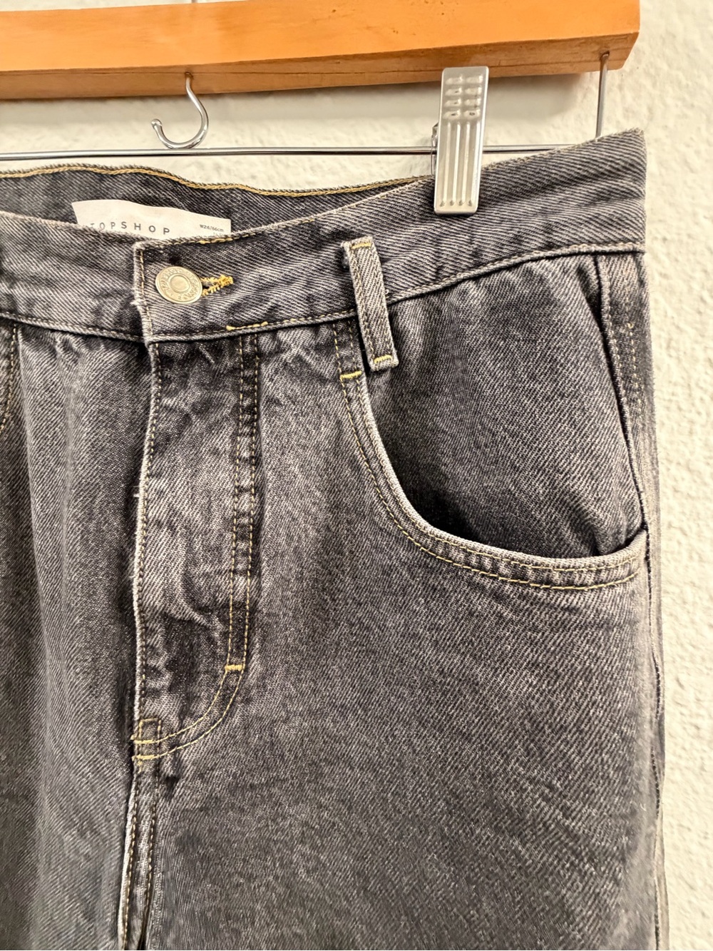 Topshop Washed Gray High-Rise Jeans